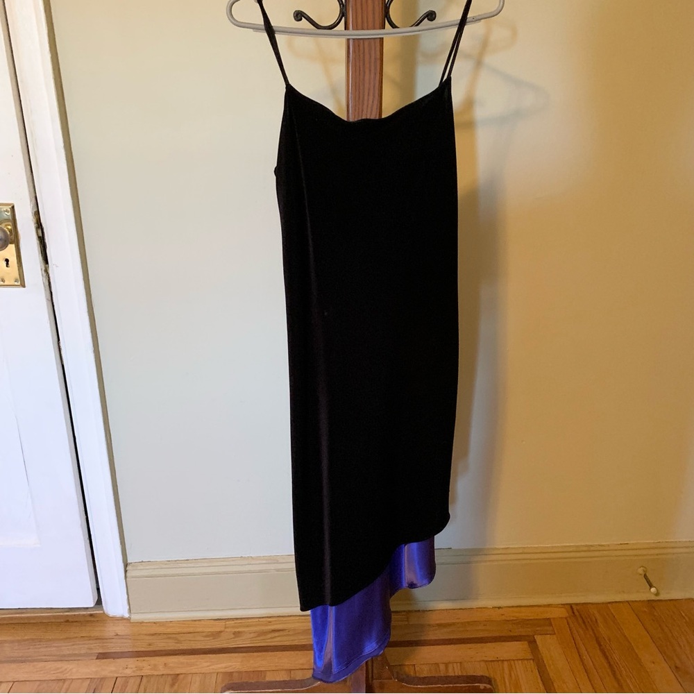 Positive Attitude Black/Blue Asymmetrical Dress Size 8 Petite